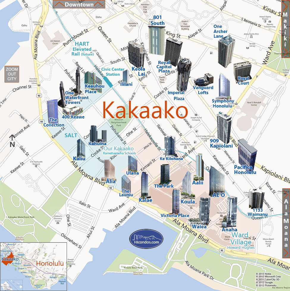 Kakaako Condos: Honolulu, Hawaii Condo Map