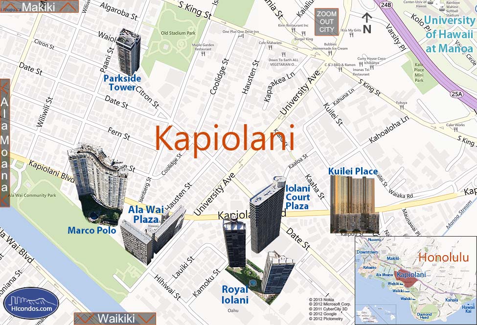 Kapiolani Condos: Honolulu, Hawaii Condo Map